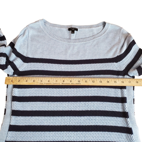 Talbots Blue & Black Striped Sweater. Tunic Length w/ Buttons. Petite LG. G86 - Picture 6 of 9